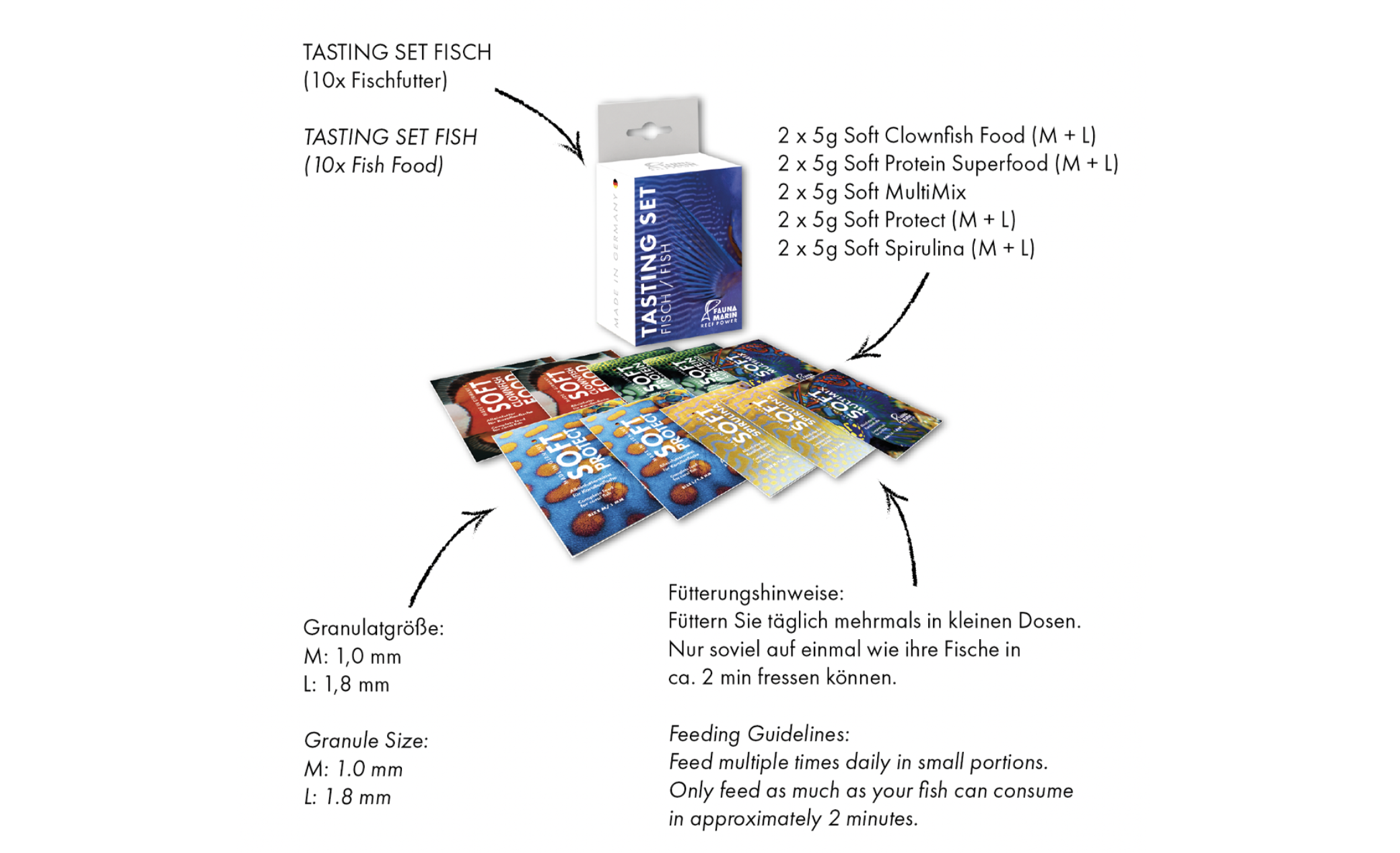 Fauna Marin Tasting Set Fisch Fischfutter Softpearl Proben 10 x 5 g