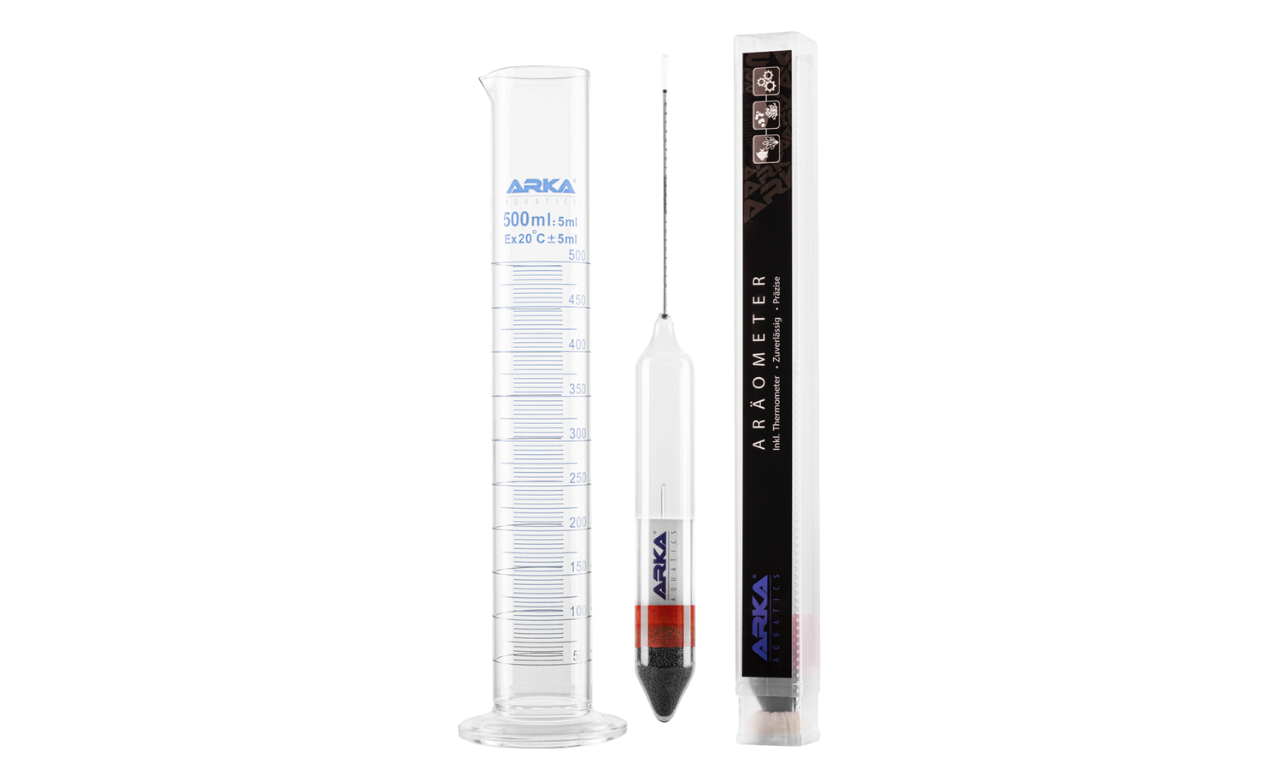 Aerometer Set ARKA Aräometer inkl. Thermometer + Messzylinder aus Borosilikatglas