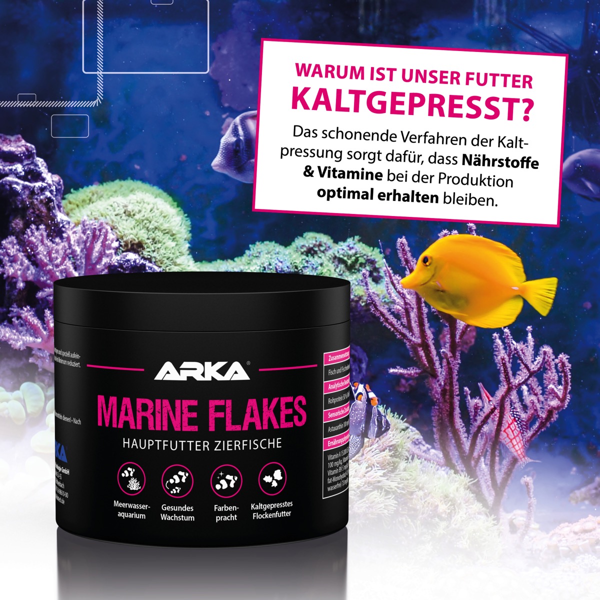 ARKA Marine Flakes Flockenfutter 250 ml (30 g) ARKA Marine Flakes Flockenfutter 500 ml (50 g)