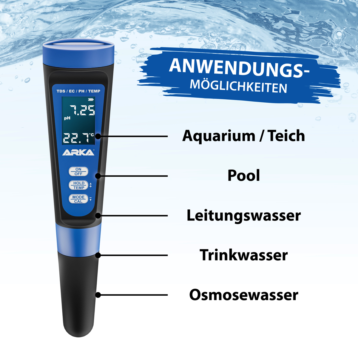 ARKA myAqua ph/TDS/EC Messgerät ARKA myAqua ph/TDS/EC Messgerät