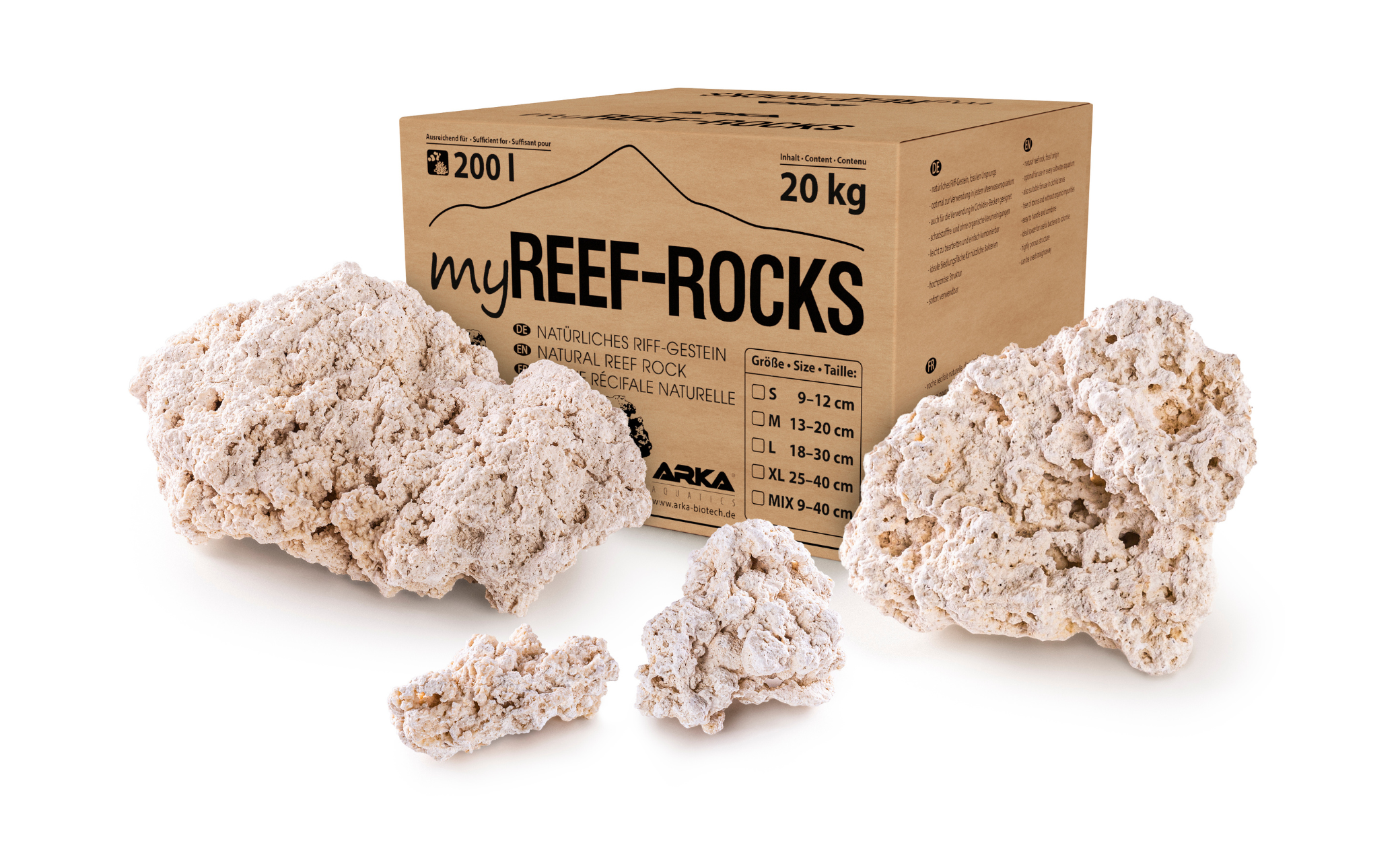 ARKA myReef-Rocks 9-12 cm (S) 20 kg natürliches Aragonitgestein