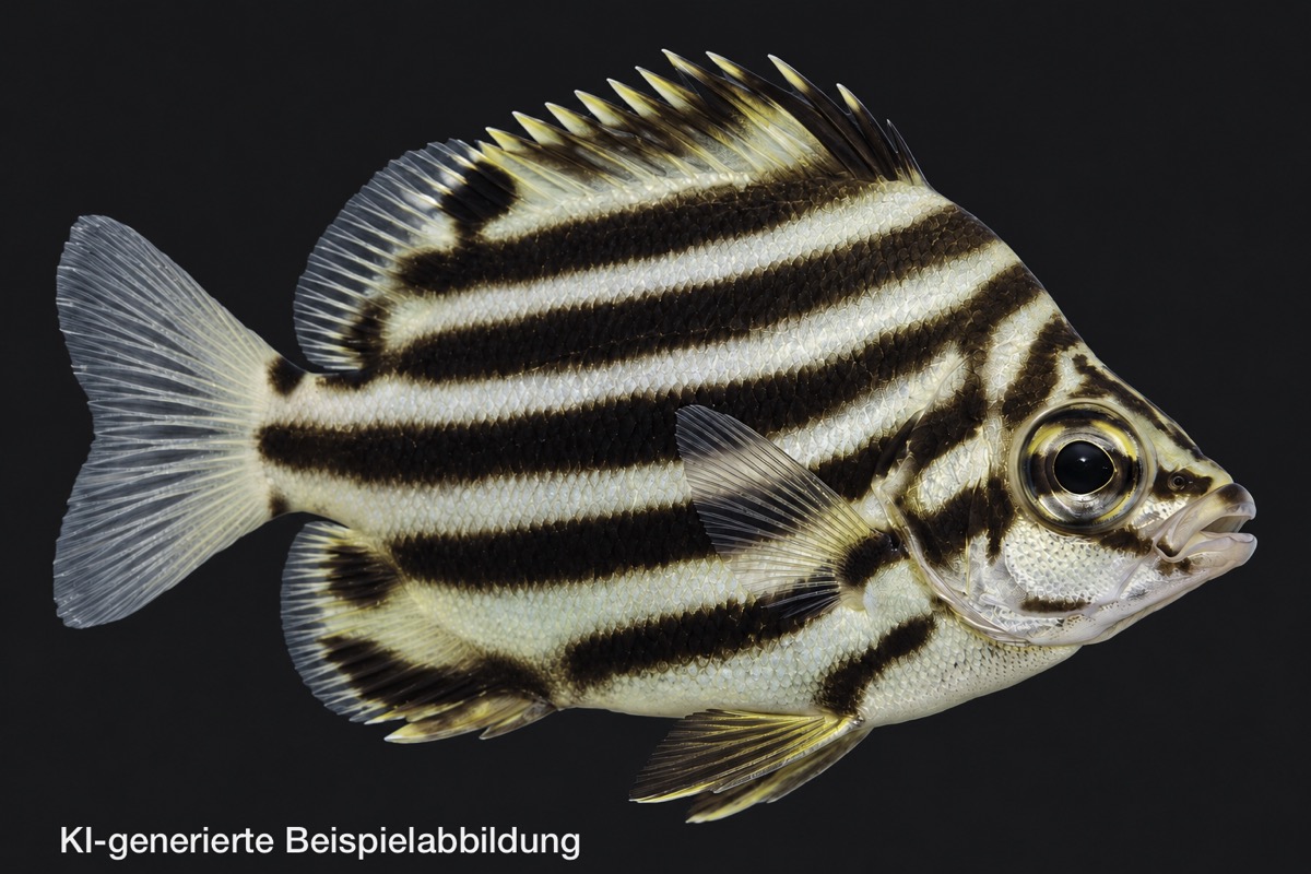 Microcanthus strigatus - Nördlicher Streifenfalterfisch