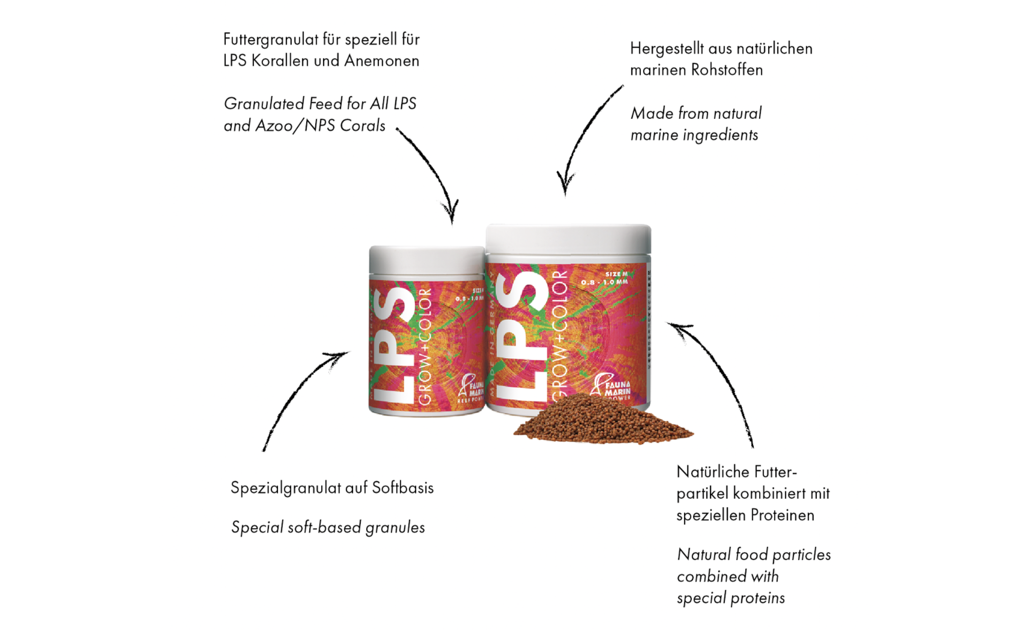 Fauna Marin LPS Grow + Color M Futtergranulat für LPS-Korallen 60 g