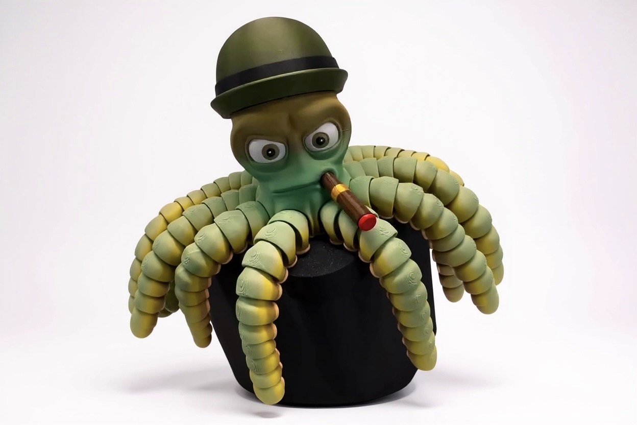 Octopus "Reef Tank Police" mit Hut & Zigarre grün