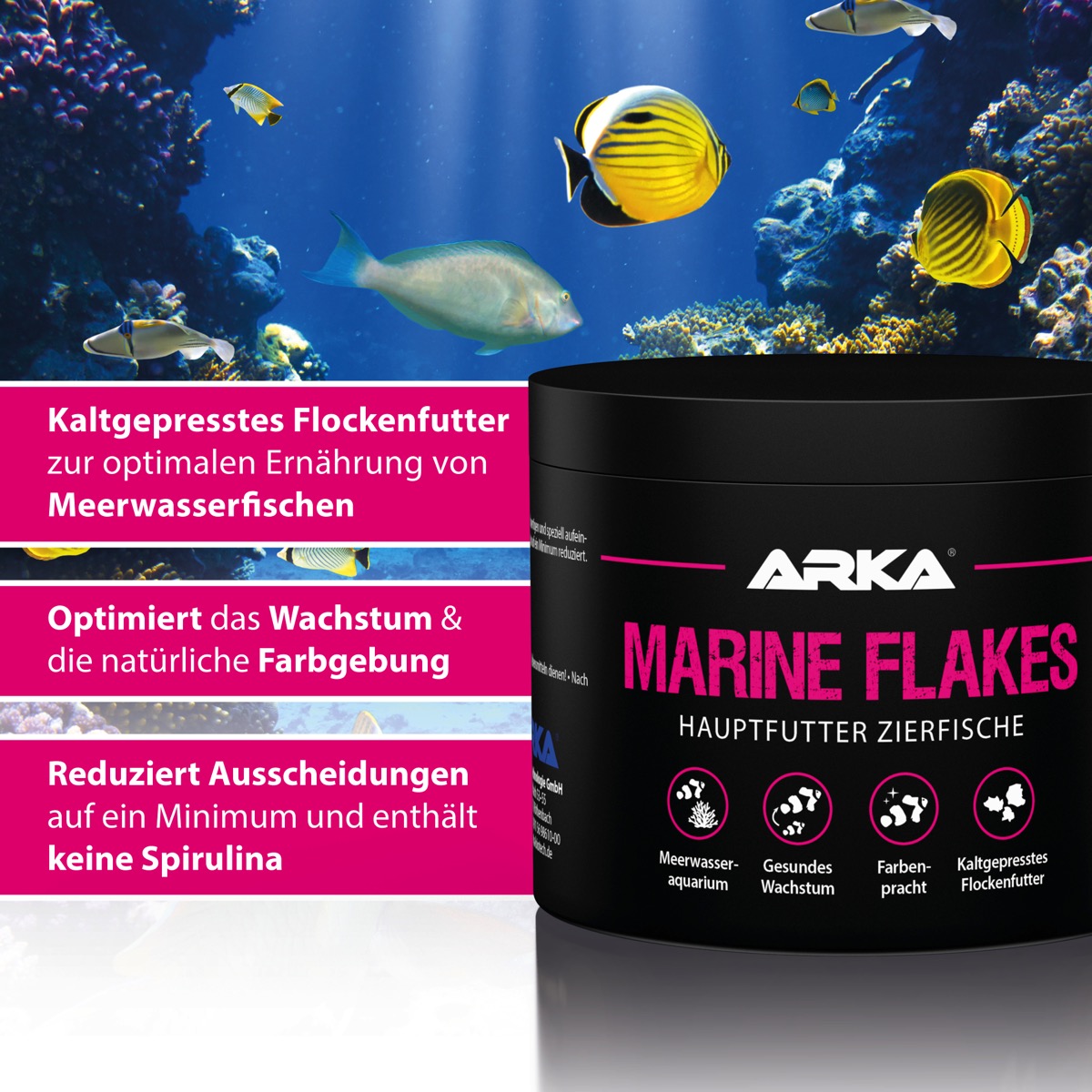 ARKA Marine Flakes Flockenfutter 250 ml (30 g) ARKA Marine Flakes Flockenfutter 500 ml (50 g)