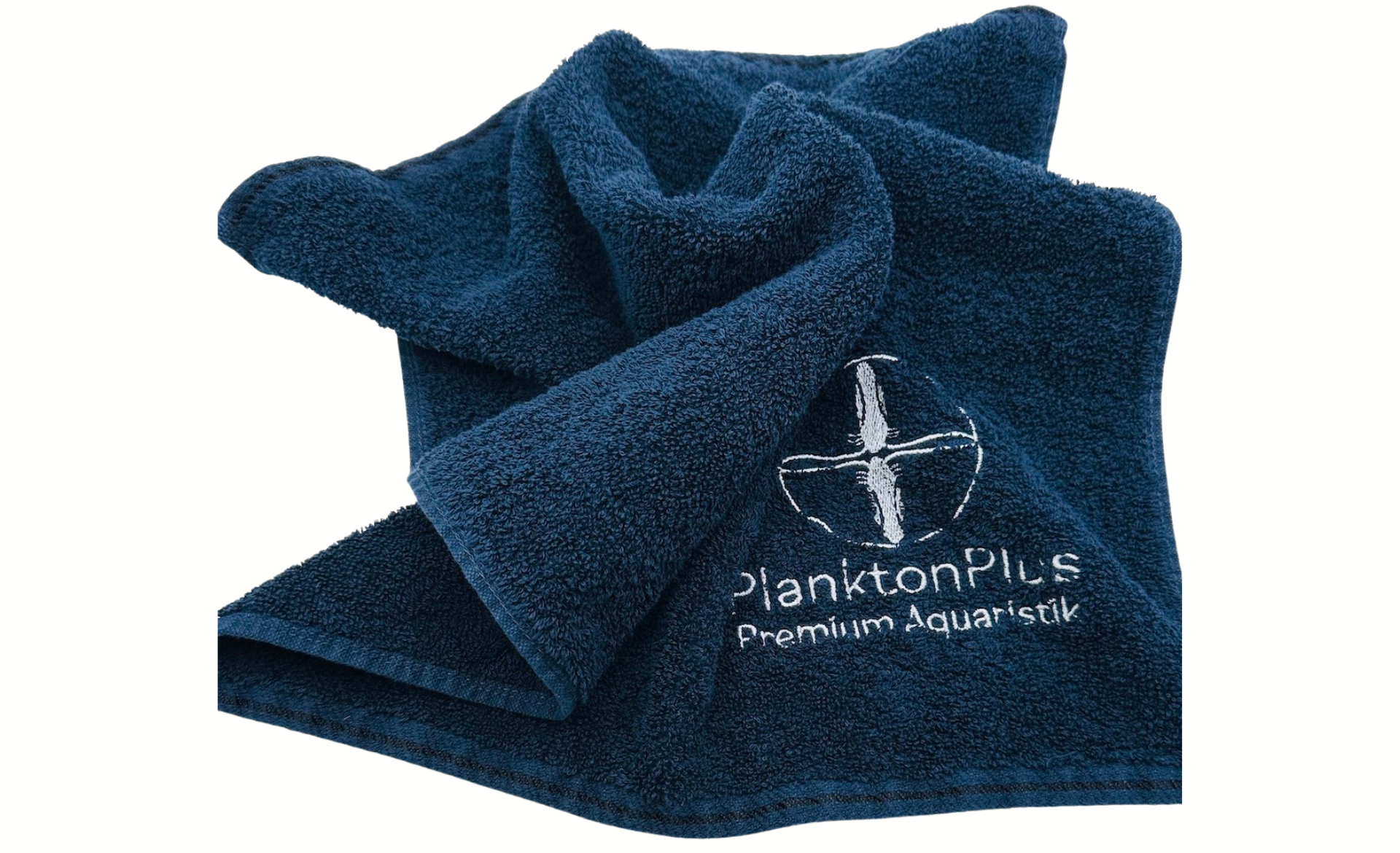 PlanktonPlus Aquaristik Handtuch 50x100cm Nachtblau mit Logo