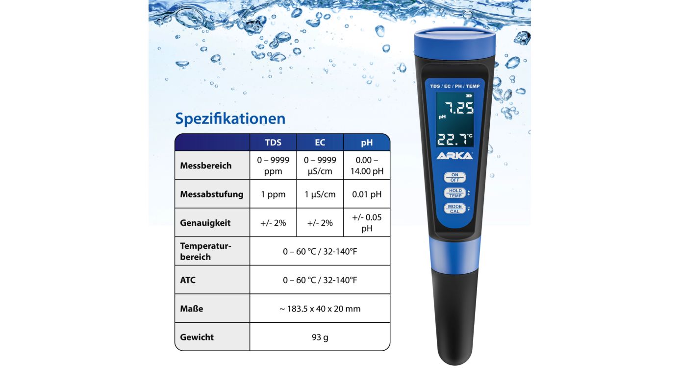 ARKA myAqua ph/TDS/EC Messgerät