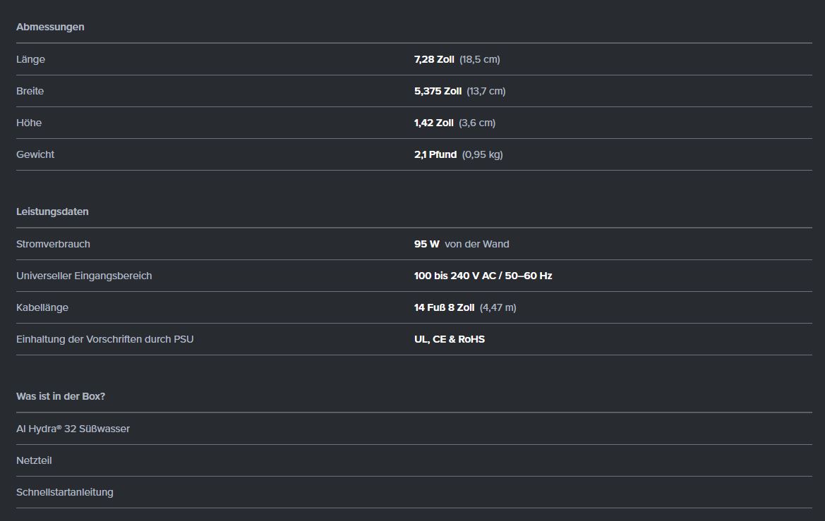 Kopie von AI Hydra FRESHWATER 32HD LED schwarz (95 W) #1