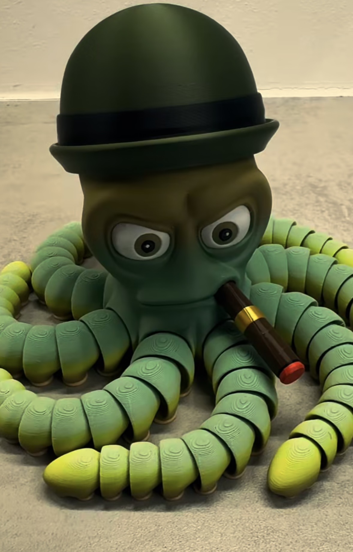 Octopus "Reef Tank Police" mit Hut & Zigarre grün