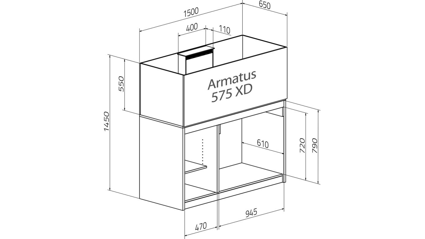 Aqua Medic Armatus 575 XD weiß 150x65x55 cm