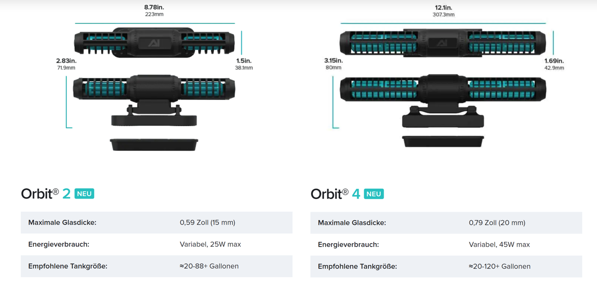 AI Orbit 2 Strömungspumpe (max. 7500 l/h, max. Glasdicke 15mm) AI Orbit 2 Strömungspumpe (max. 7500 l/h, max. Glasdicke 15mm)