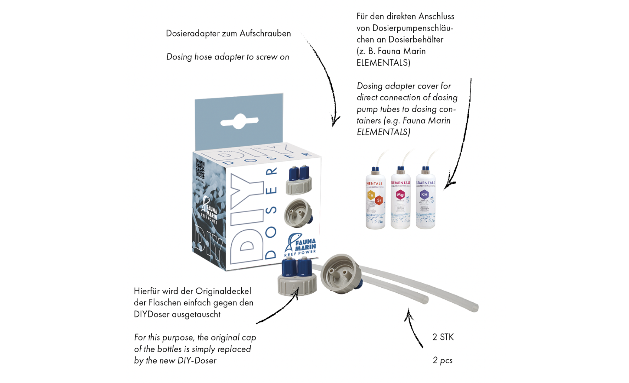 Fauna Marin DIY Doser Dosieradapter für den direkten Anschluss von Dosierpumpenschläuchen an Dosierbehälter (2x)