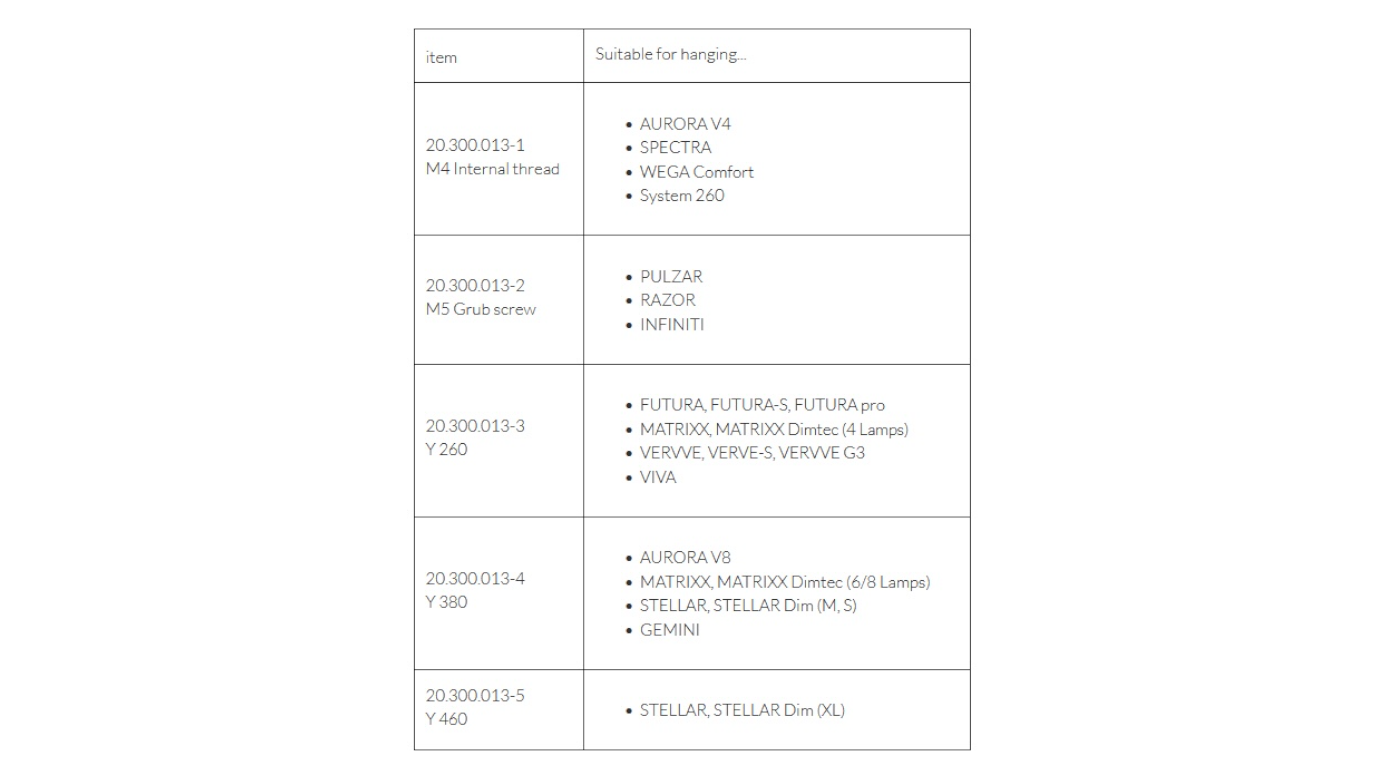 Giesemann STELLARIS AURORA V8 / V12 MATRIXX STELLAR Hängesystem Seilaufhängung D - Y360 mm